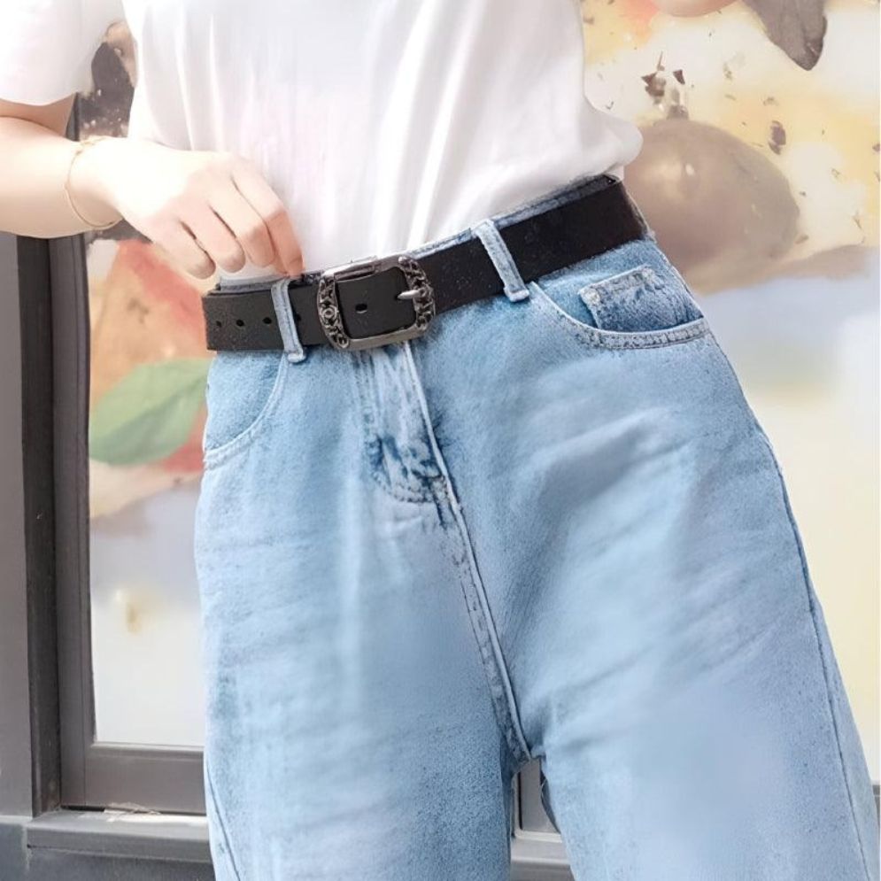 Ceinture en Cuir Femme Boucle Florale Modèle Pibamen - La Ceinturerie