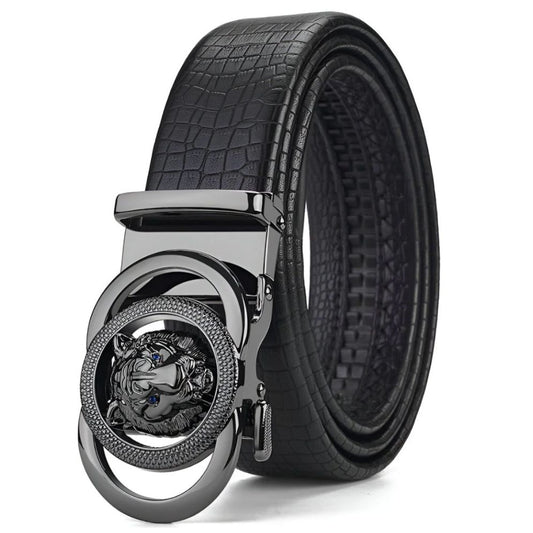 Ceinture Cuir Crocodile Boucle Tête de Lion - La Ceinturerie