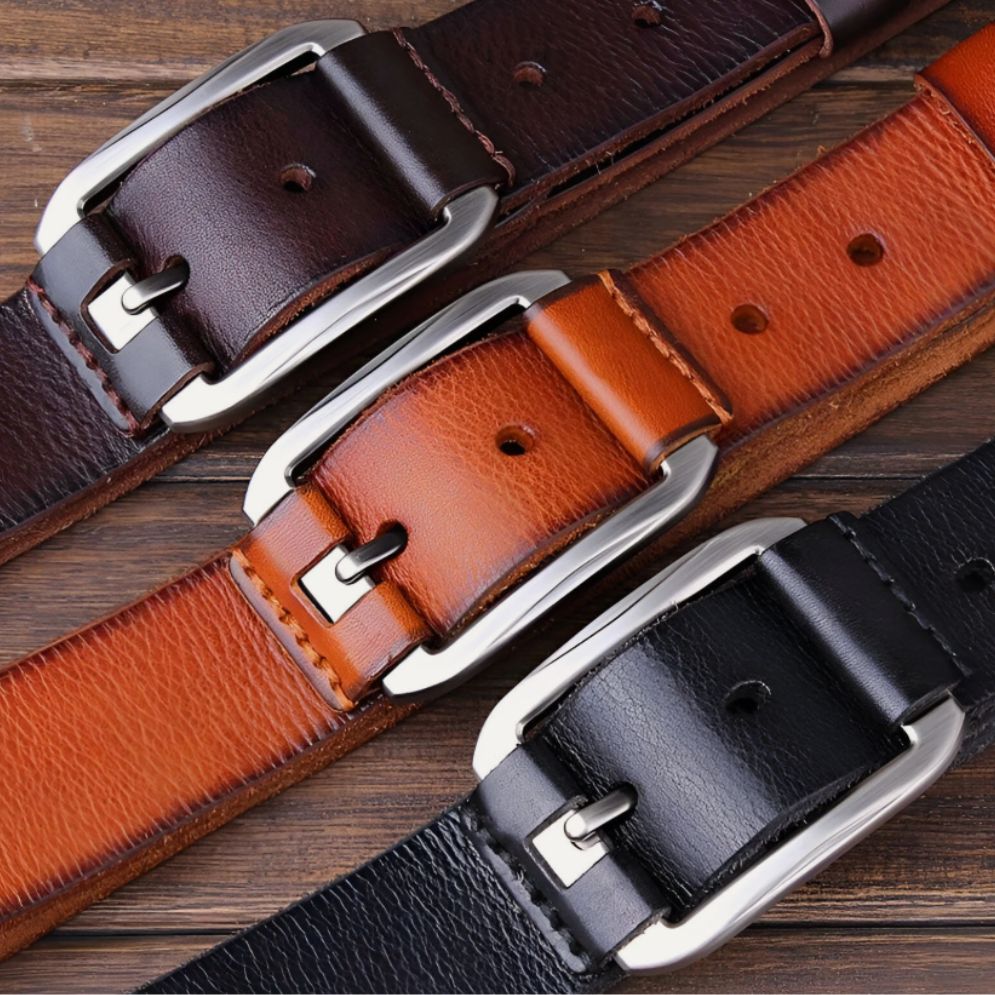 Ceinture en Cuir Pleine Fleur à Boucle pour Homme - La Ceinturerie