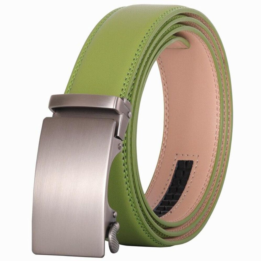 Ceinture en Cuir Pleine Fleur pour Homme Verte