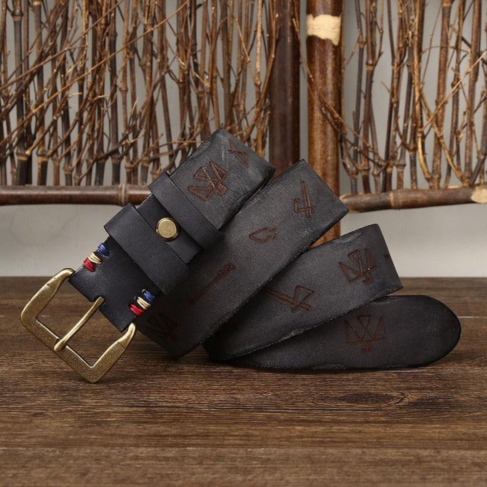 Ceinture en Cuir Homme Motifs Ethniques Modèle Ghalen - La Ceinturerie