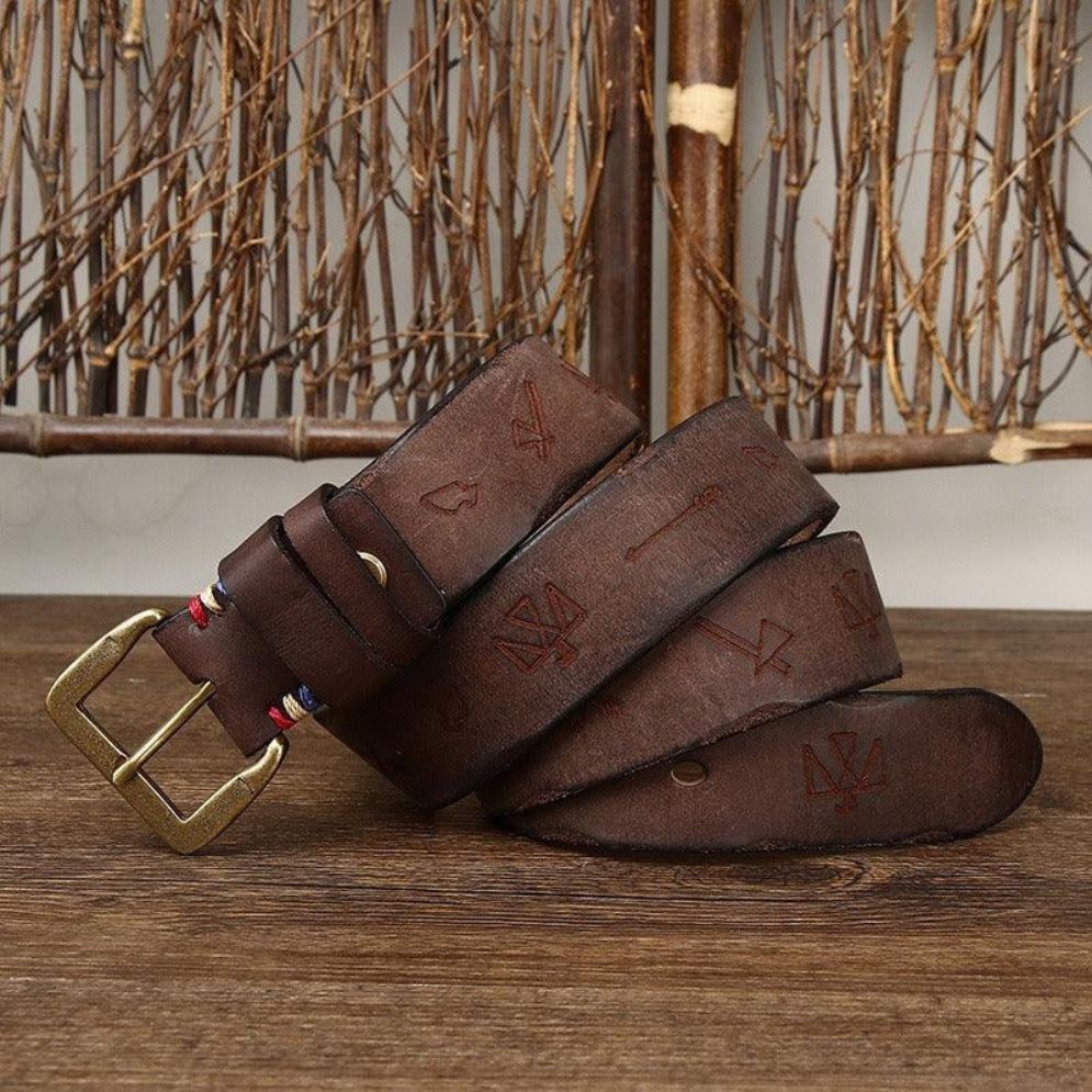 Ceinture en Cuir Homme Motifs Ethniques Modèle Ghalen - La Ceinturerie
