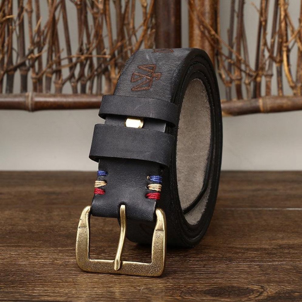 Ceinture en Cuir Homme Motifs Ethniques Modèle Ghalen - La Ceinturerie