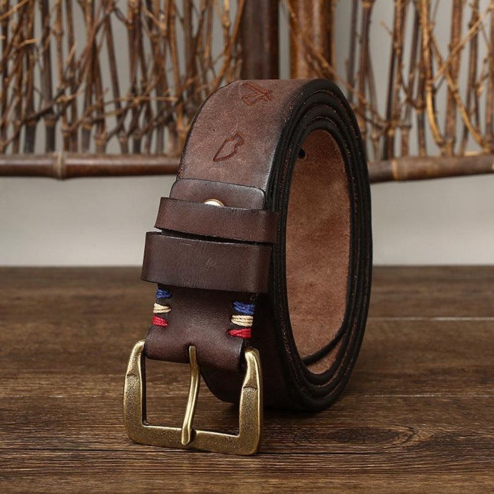 Ceinture en Cuir Homme Motifs Ethniques Modèle Ghalen - La Ceinturerie