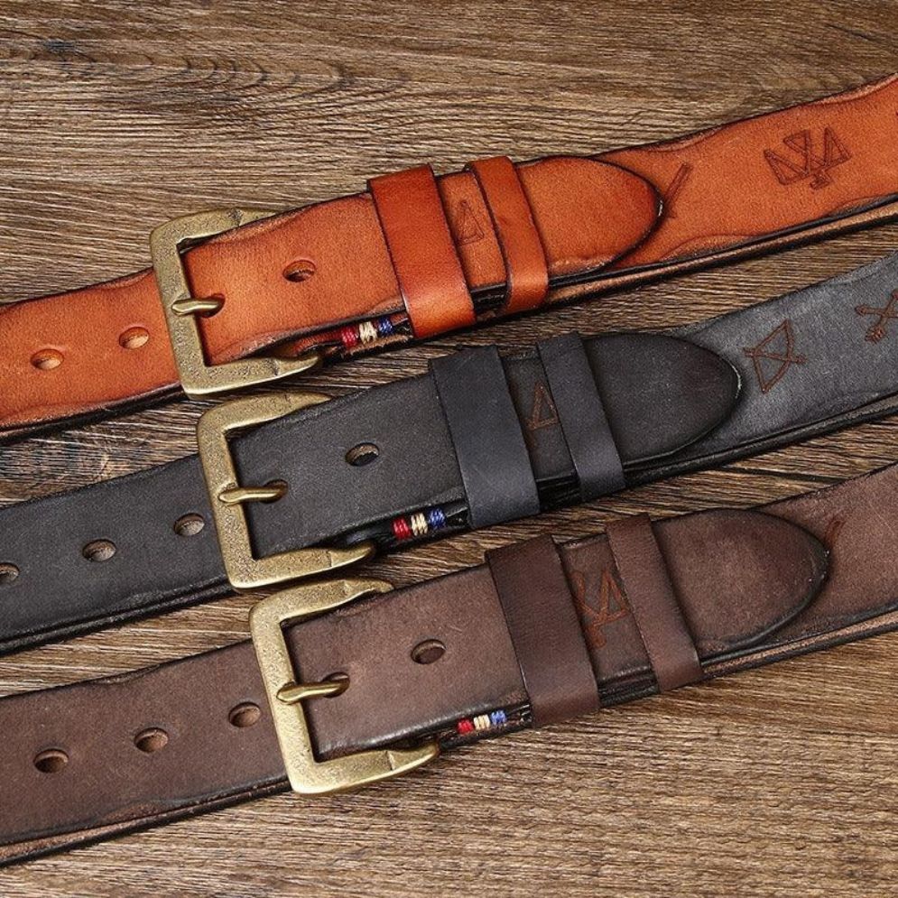 Ceinture en Cuir Homme Motifs Ethniques Modèle Ghalen - La Ceinturerie