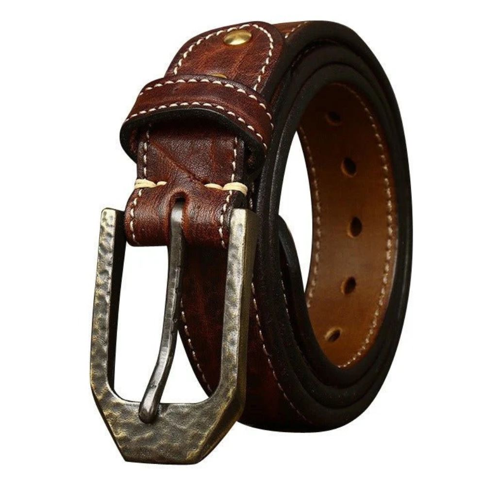 Ceinture Cuir Homme Piqure Blanche Lanière Modèle Rémi - La Ceinturerie