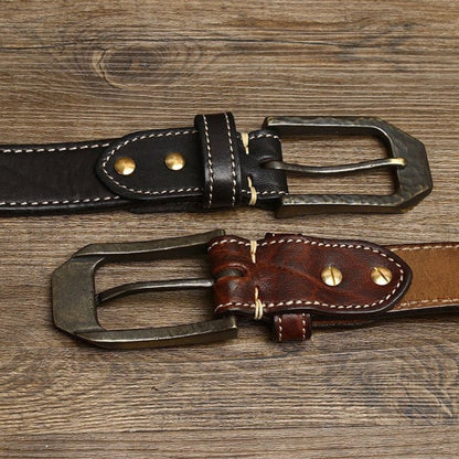 Ceinture Cuir Homme Piqure Blanche Lanière Modèle Rémi - La Ceinturerie