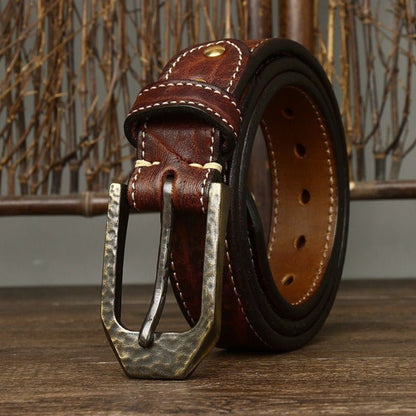 Ceinture Cuir Homme Piqure Blanche Lanière Modèle Rémi - La Ceinturerie