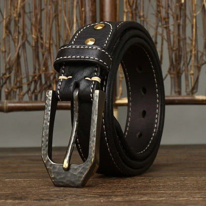 Ceinture Cuir Homme Piqure Blanche Lanière Modèle Rémi - La Ceinturerie