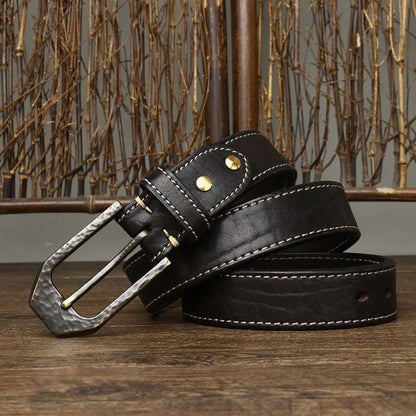 Ceinture Cuir Homme Piqure Blanche Lanière Modèle Rémi - La Ceinturerie