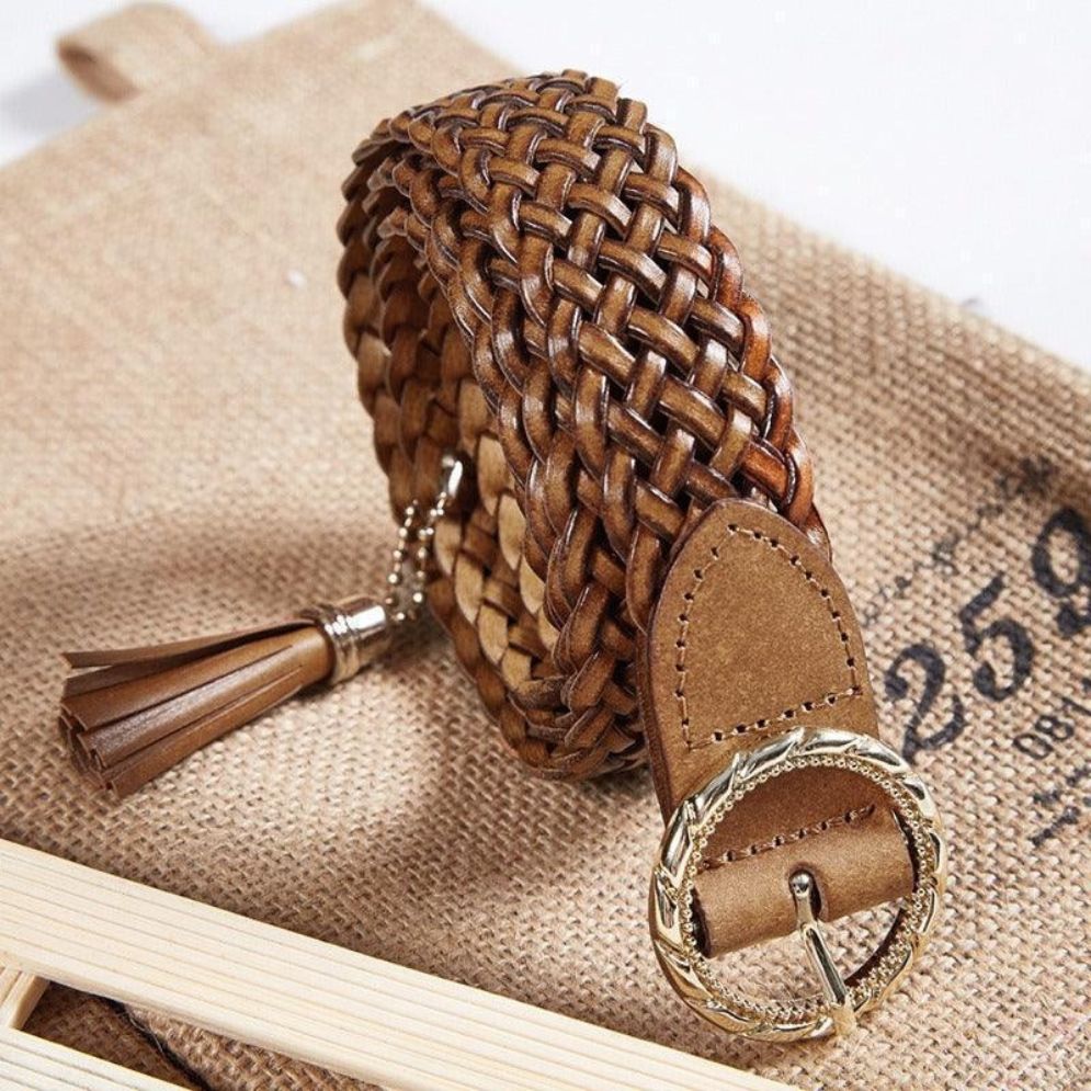 Ceinture en Cuir Tressé Modèle Verenice - La Ceinturerie