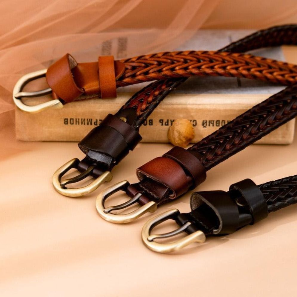 Ceinture en Cuir Tressé pour Femme Modèle Emma - La Ceinturerie
