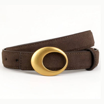 Ceinture en Cuir Véritable Suédé à Boucle Tendance Dorée - La Ceinturerie
