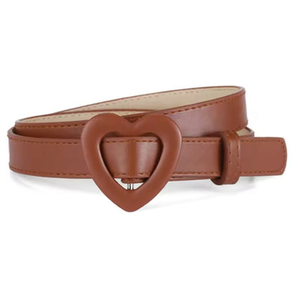 Ceinture en Simili-Cuir avec Boucle Coeur pour Fille Marron