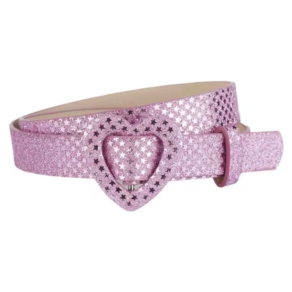 Ceinture en Simili-Cuir avec Boucle Coeur pour Fille Rose