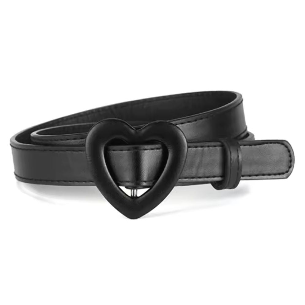 Ceinture en Simili-Cuir avec Boucle Coeur pour Fille Noire