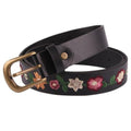 Ceinture en Simili Cuir pour Femme Modèle Gila Noire et fleurs

