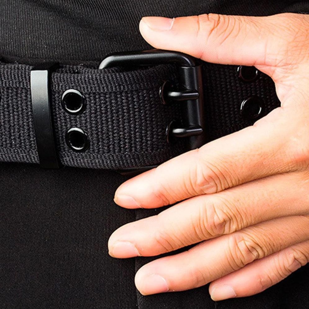 Ceinture Toile Boucle Noire Ardillon Modèle Rustem - La Ceinturerie