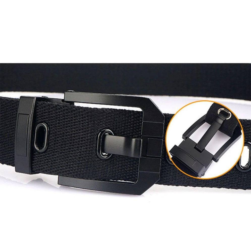 Ceinture en Toile avec Boucle Noire Modèle Memphis - La Ceinturerie