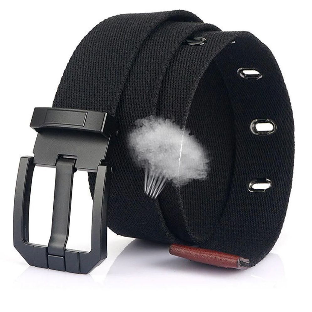 Ceinture en Toile avec Boucle Noire Modèle Memphis - La Ceinturerie