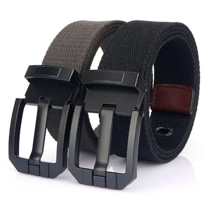 Ceinture en Toile avec Boucle Noire Modèle Memphis - La Ceinturerie