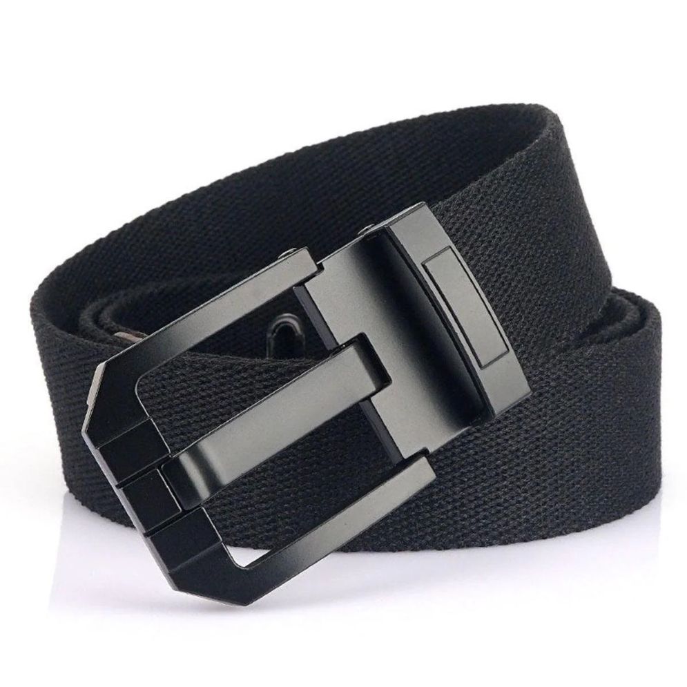 Ceinture en Toile avec Boucle Noire Modèle Memphis - La Ceinturerie