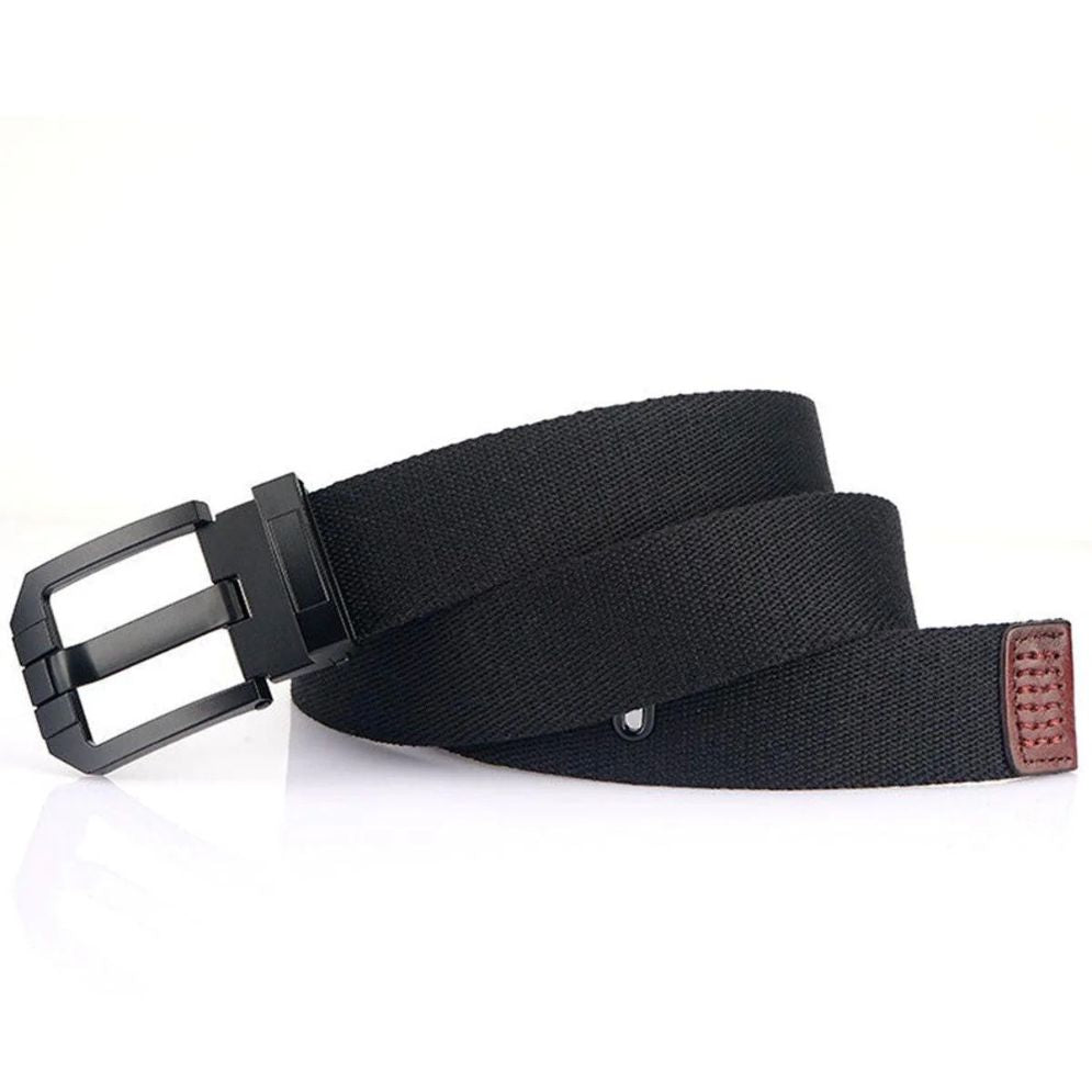 Ceinture en Toile avec Boucle Noire Modèle Memphis - La Ceinturerie