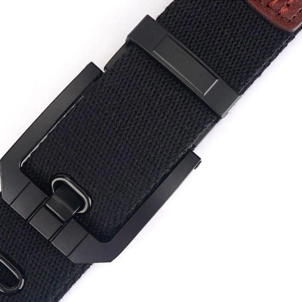 Ceinture en Toile avec Boucle Noire Modèle Memphis - La Ceinturerie