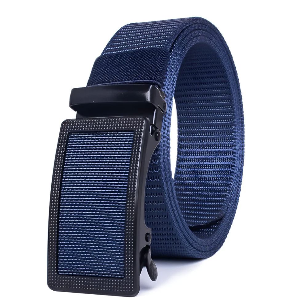 Ceinture en Toile Élastique à Boucle Automatique Bleu