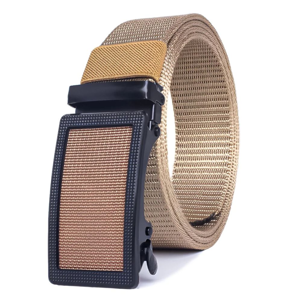 Ceinture en Toile Élastique à Boucle Automatique Beige