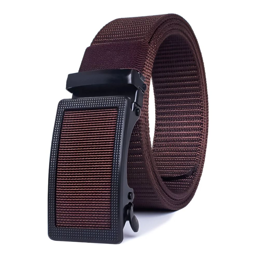 Ceinture en Toile Élastique à Boucle Automatique Marron