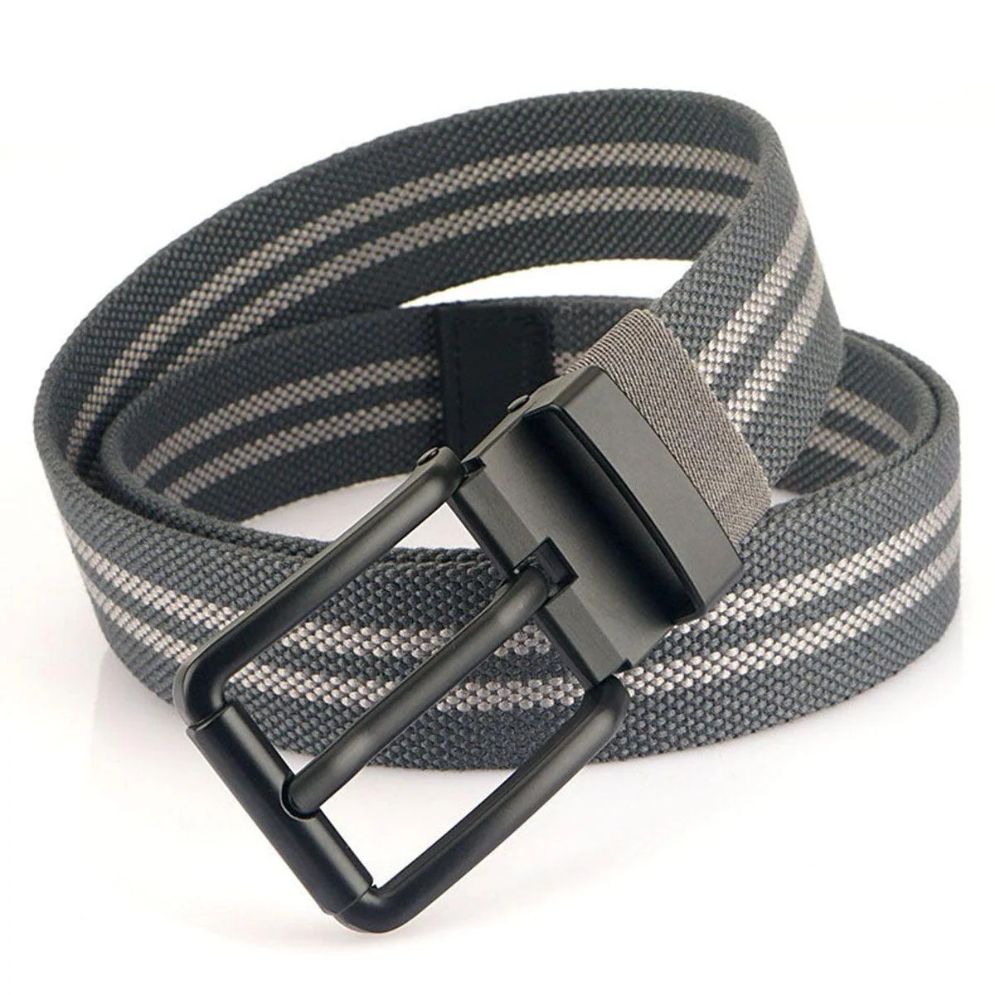 Ceinture Toile Nylon Rayures Boucle Noire Modèle Kenes - La Ceinturerie
