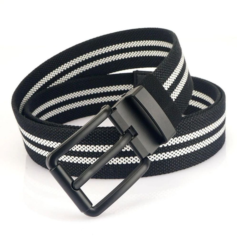 Ceinture Toile Nylon Rayures Boucle Noire Modèle Kenes - La Ceinturerie