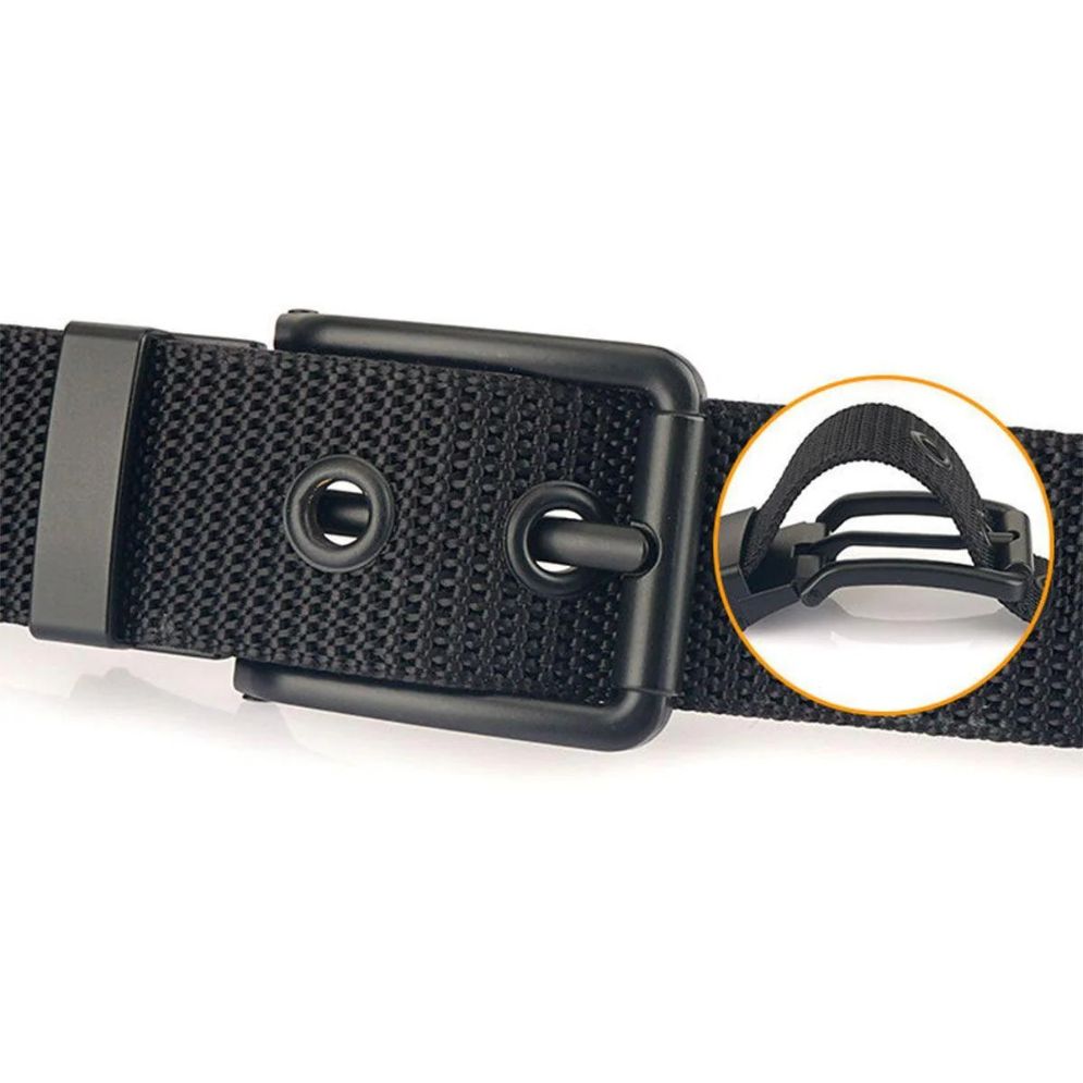 Ceinture Toile Nylon Rayures Boucle Noire Modèle Kenes - La Ceinturerie