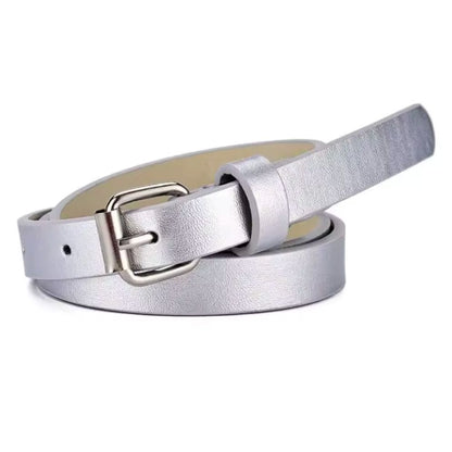 Ceinture Enfant Simili-Cuir Fine Épaisseur Argentée