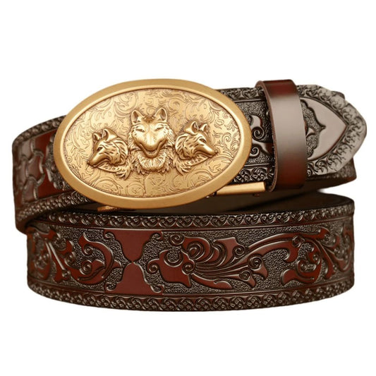 Ceinture Esprit Animal 3 Têtes de Loup Modèle Scott - La Ceinturerie