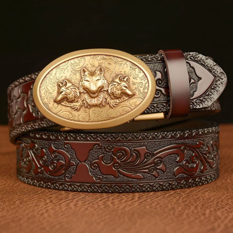 Ceinture Esprit Animal 3 Têtes de Loup Modèle Scott - La Ceinturerie