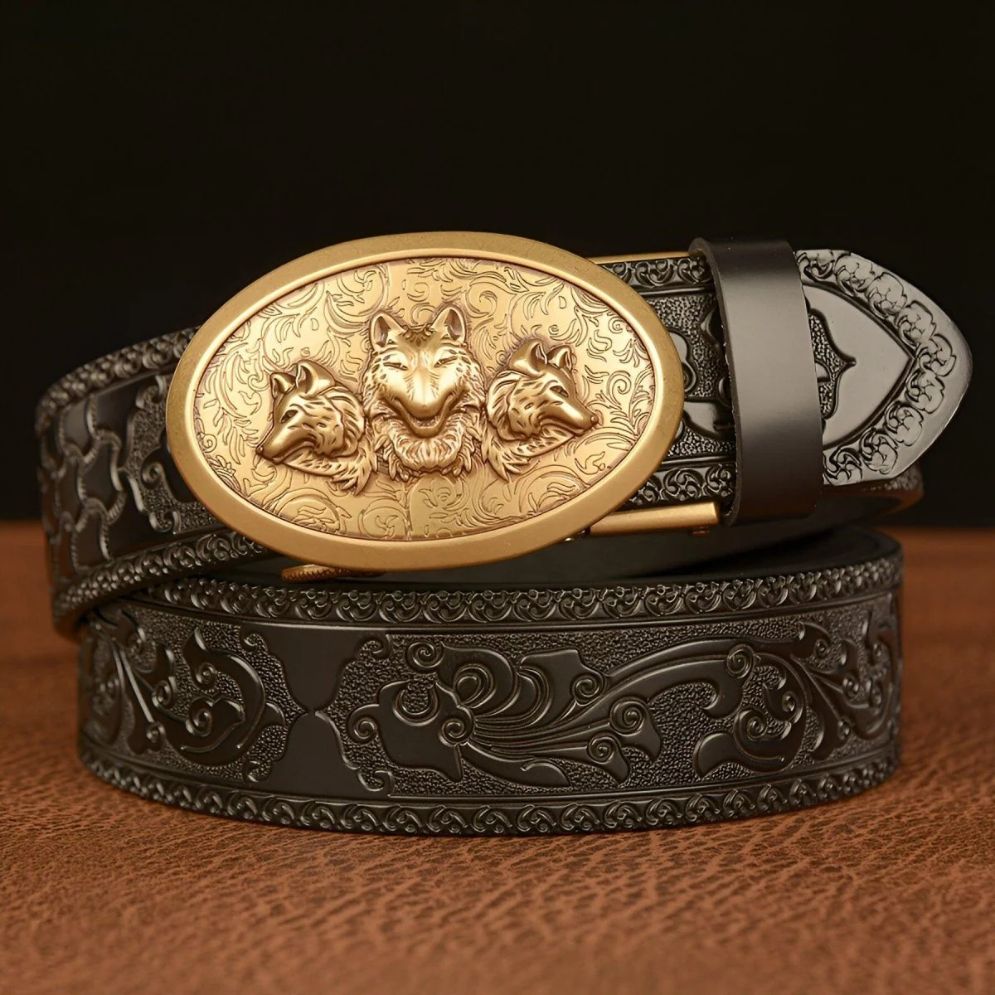Ceinture Esprit Animal 3 Têtes de Loup Modèle Scott - La Ceinturerie