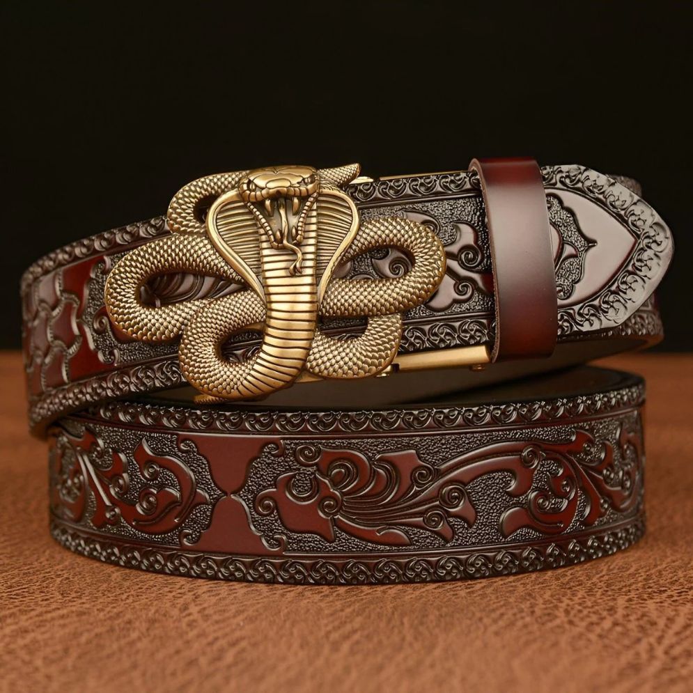 Ceinture Esprit Animal à Motif Cobra Modèle Tyler - La Ceinturerie
