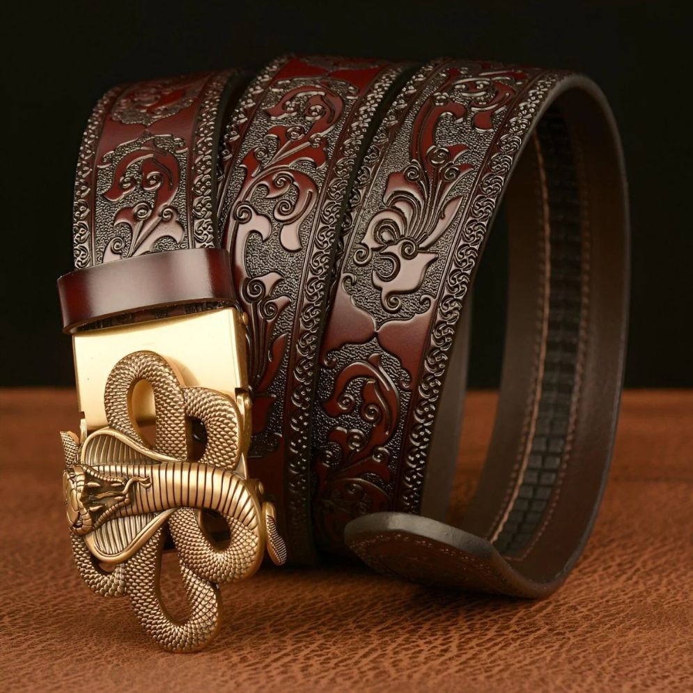 Ceinture Esprit Animal à Motif Cobra Modèle Tyler - La Ceinturerie
