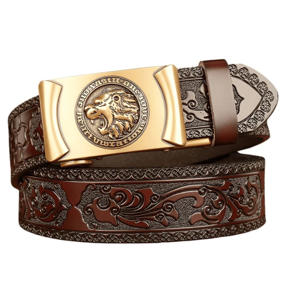Ceinture Esprit Animal Motif Tête Lion Modèle Yerik - La Ceinturerie


