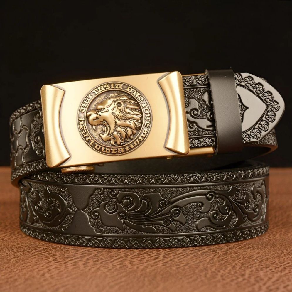 Ceinture Esprit Animal Motif Tête Lion Modèle Yerik - La Ceinturerie
