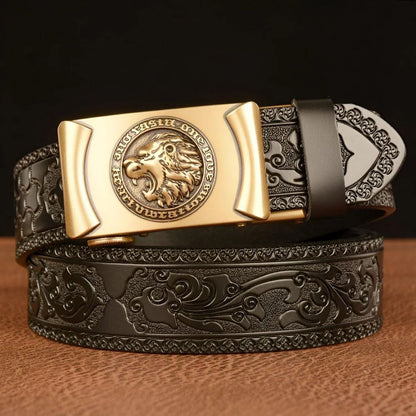 Ceinture Esprit Animal Motif Tête Lion Modèle Yerik - La Ceinturerie
