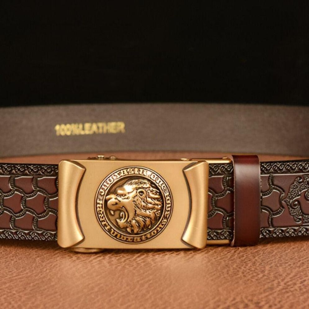 Ceinture Esprit Animal Motif Tête Lion Modèle Yerik - La Ceinturerie
