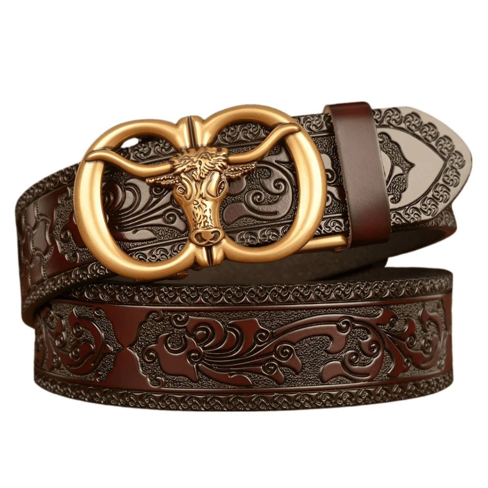 Ceinture Esprit Animal à Motif Tête de Taureau Modèle Adriel - La Ceinturerie