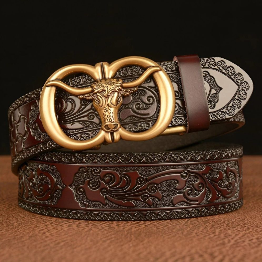 Ceinture Esprit Animal à Motif Tête de Taureau Modèle Adriel - La Ceinturerie