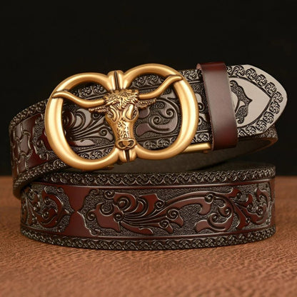 Ceinture Esprit Animal à Motif Tête de Taureau Modèle Adriel - La Ceinturerie