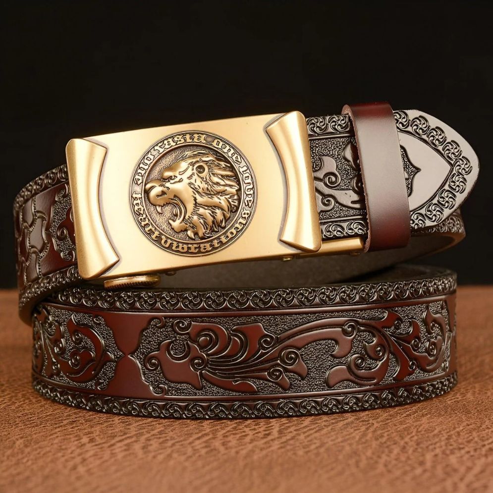 Ceinture Esprit Animal Motif Tête Lion Modèle Yerik - La Ceinturerie
