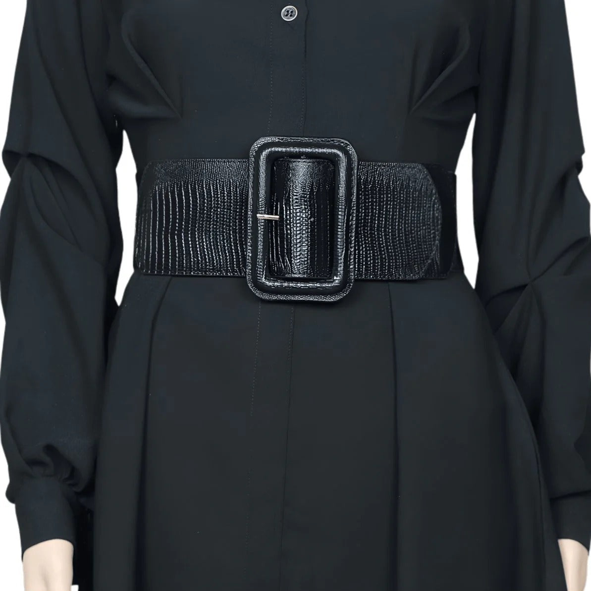 Ceinture Extra Large XXL à Taille Élastique avec Large Boucle Modèle Lelie Noire Portée