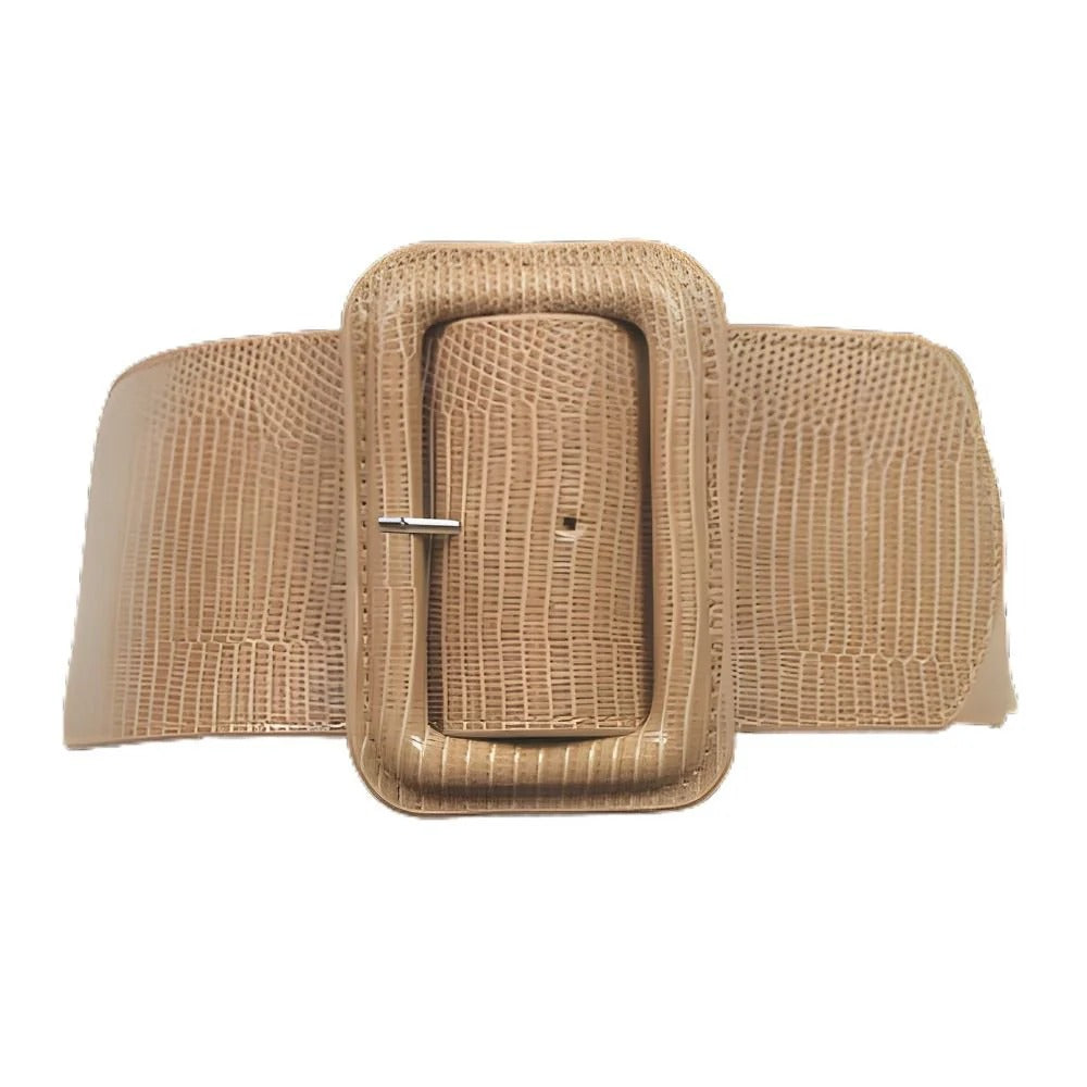 Ceinture Extra Large XXL à Taille Élastique avec Large Boucle Modèle Lelie Beige